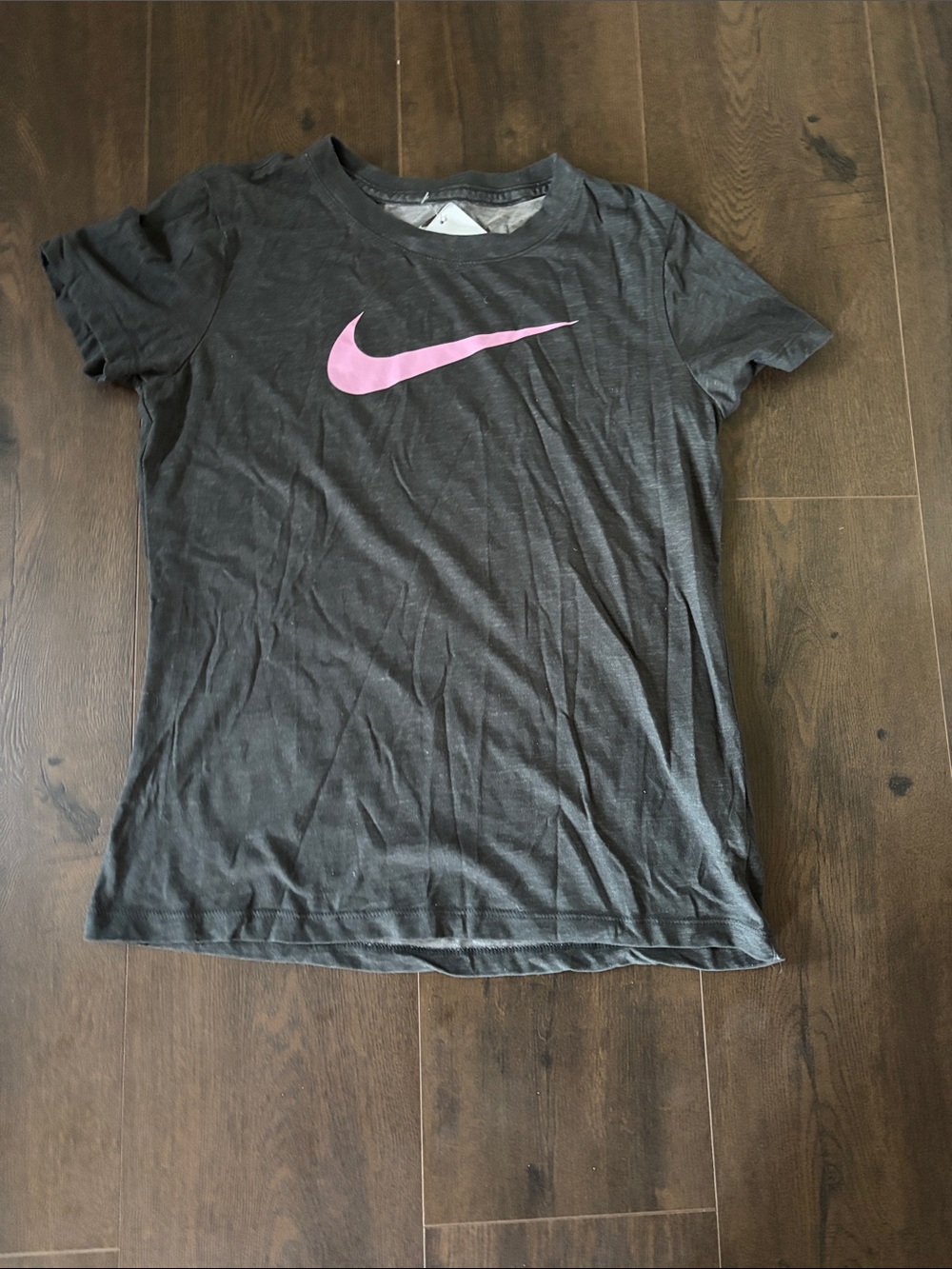 Nike Black Tee with Pink Swoosh Logo